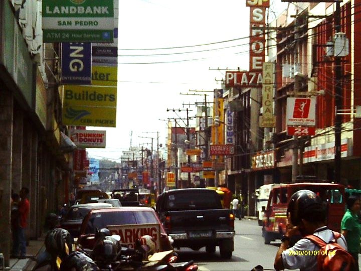 Traffic, jeepneys and commercial buildings along San Pedro Street in central Davao City.